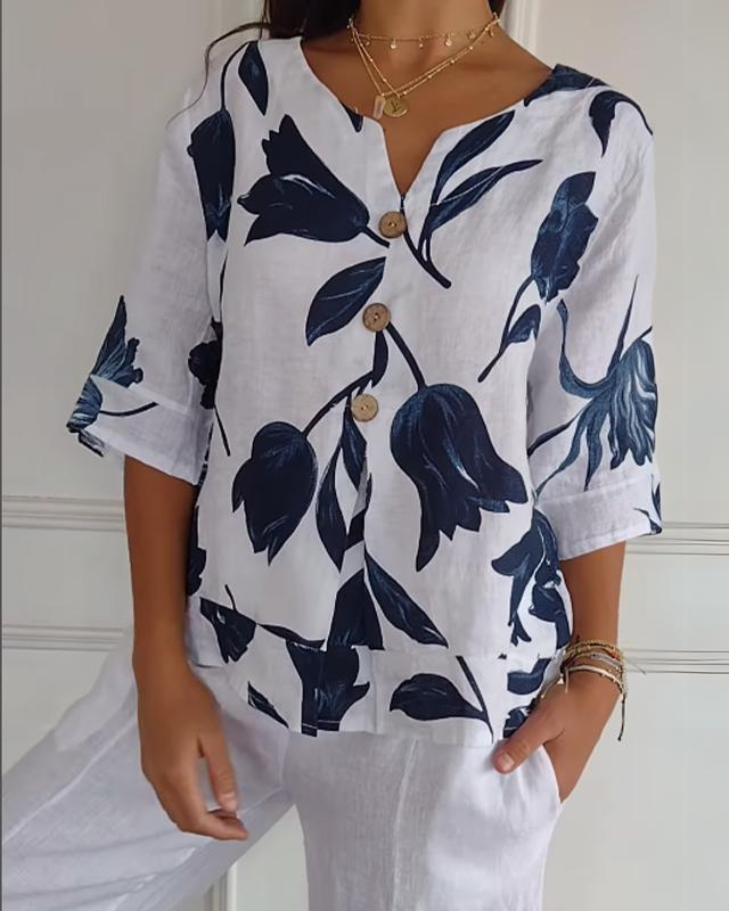 Elisa | Løs skjorte med blomster