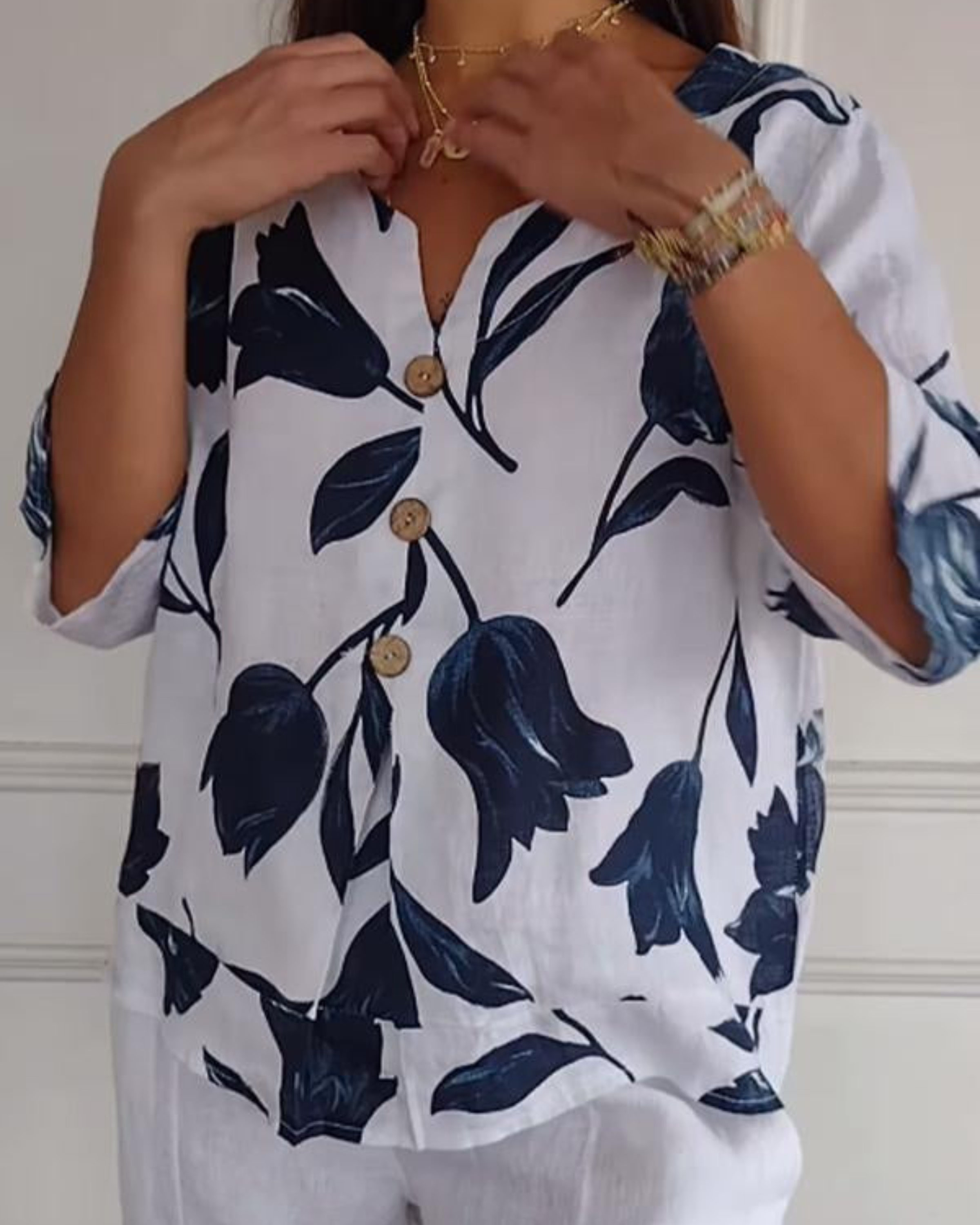 Elisa | Løs skjorte med blomster