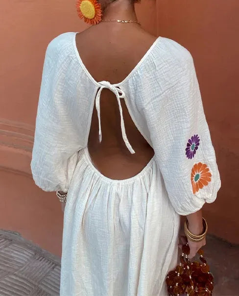 Maëlle™ | Lang Broderet Kjole