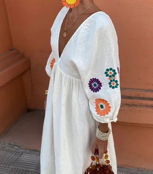 Maëlle™ | Lang Broderet Kjole