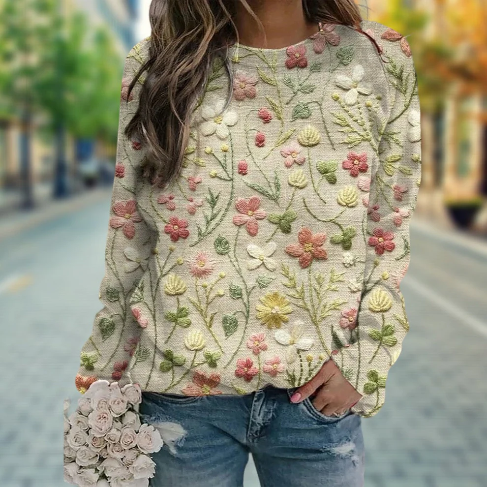 Gertruda | Sweater med Blomsterprint