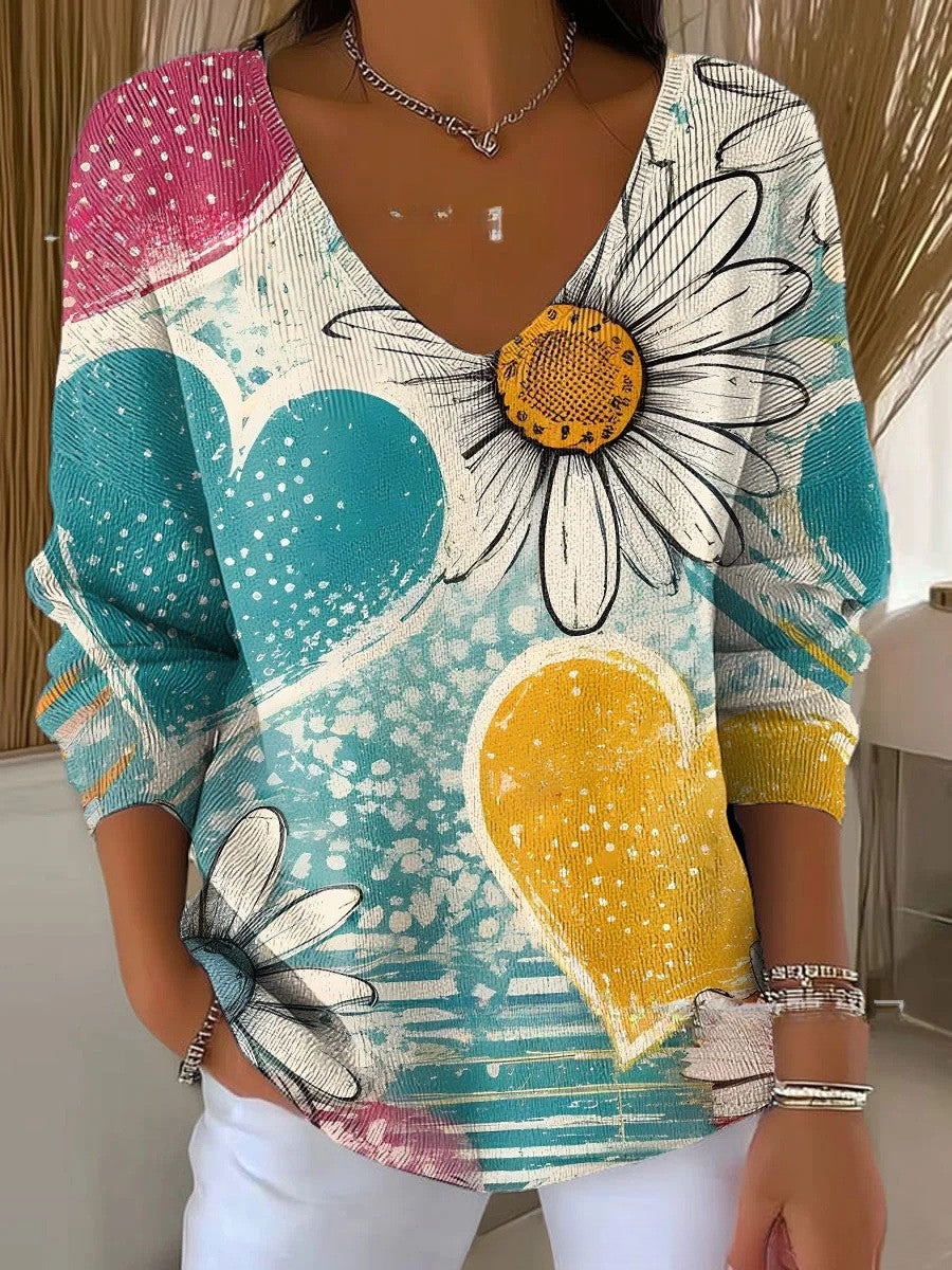 Lunessa – Feminin blød strikpullover med dyb V-udskæring