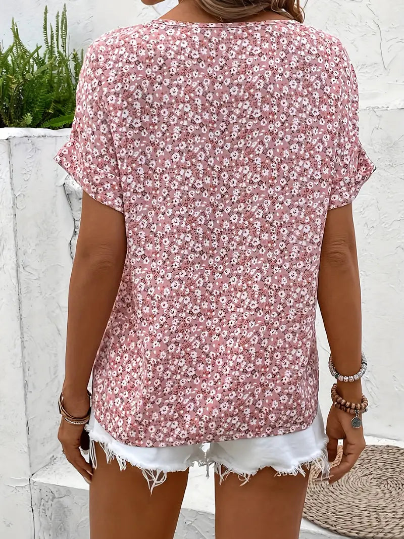 Charis | Blomstret Bluse med Knapper