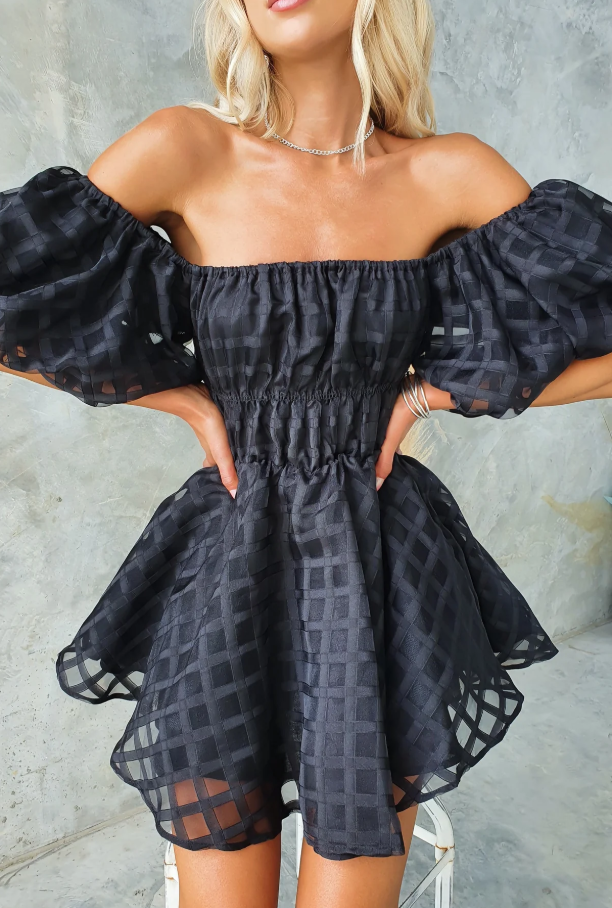 Evie - Mini Kjole med Puffærmer