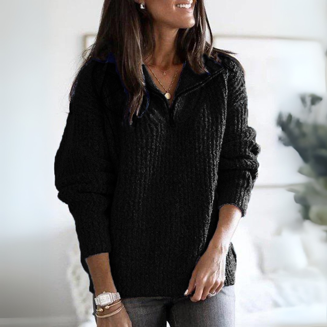 Jade | Elegant og Alsidig Pullover med Lynlås