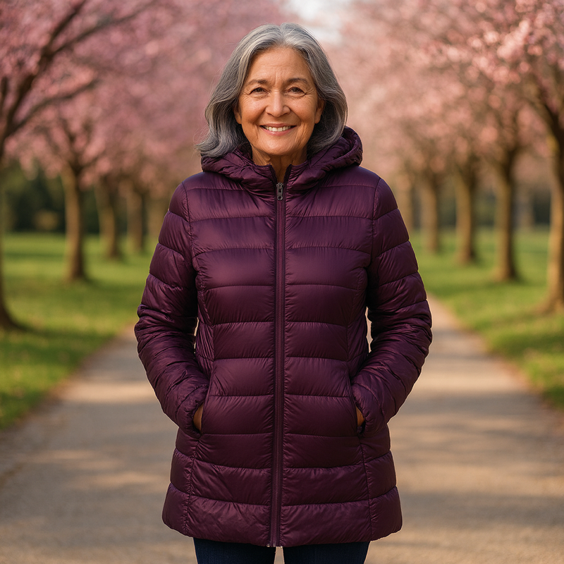 Helsa Lang Quiltet Mellemsæson Jakke | Lilla