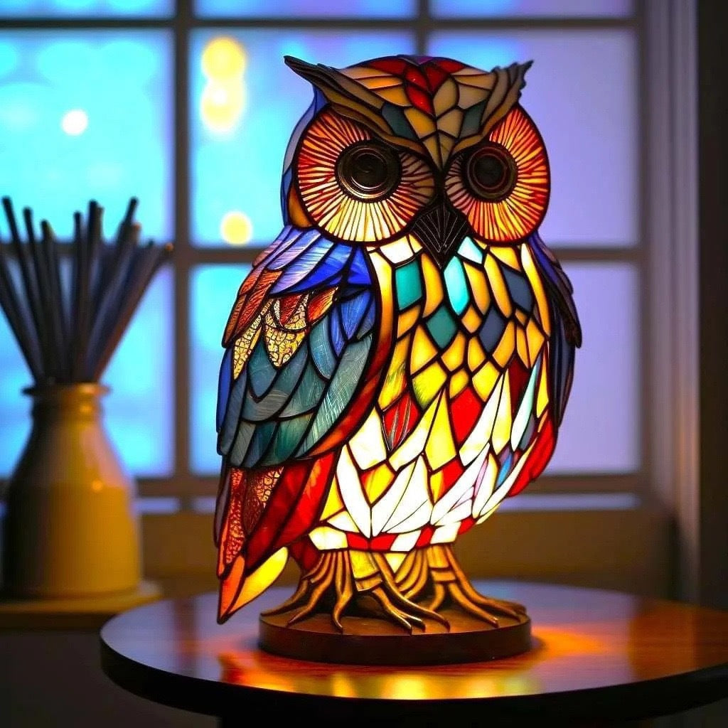 Merlin | Lampe Ugle Magisk i Farvet Glas