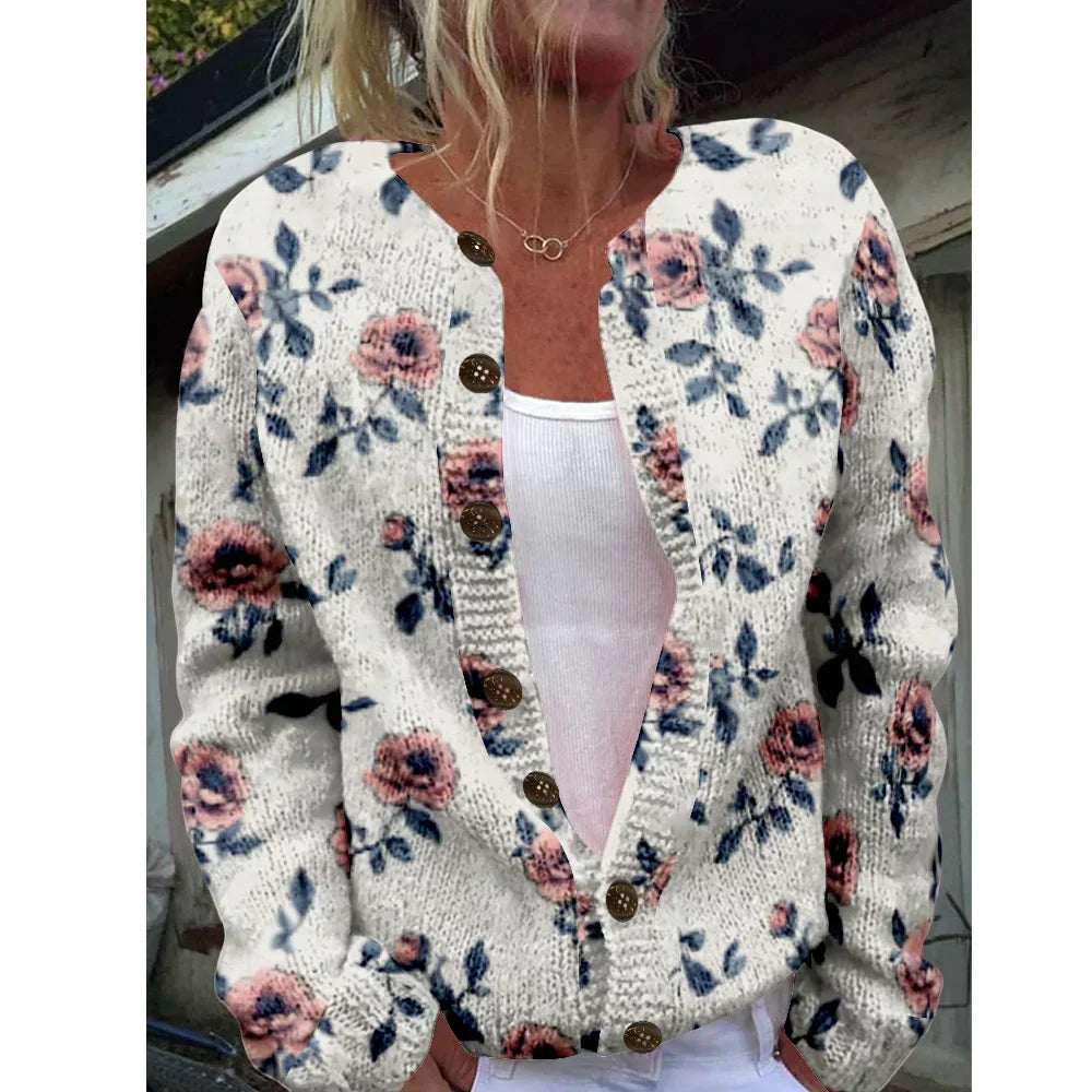 Leya | Elegant cardigan med print