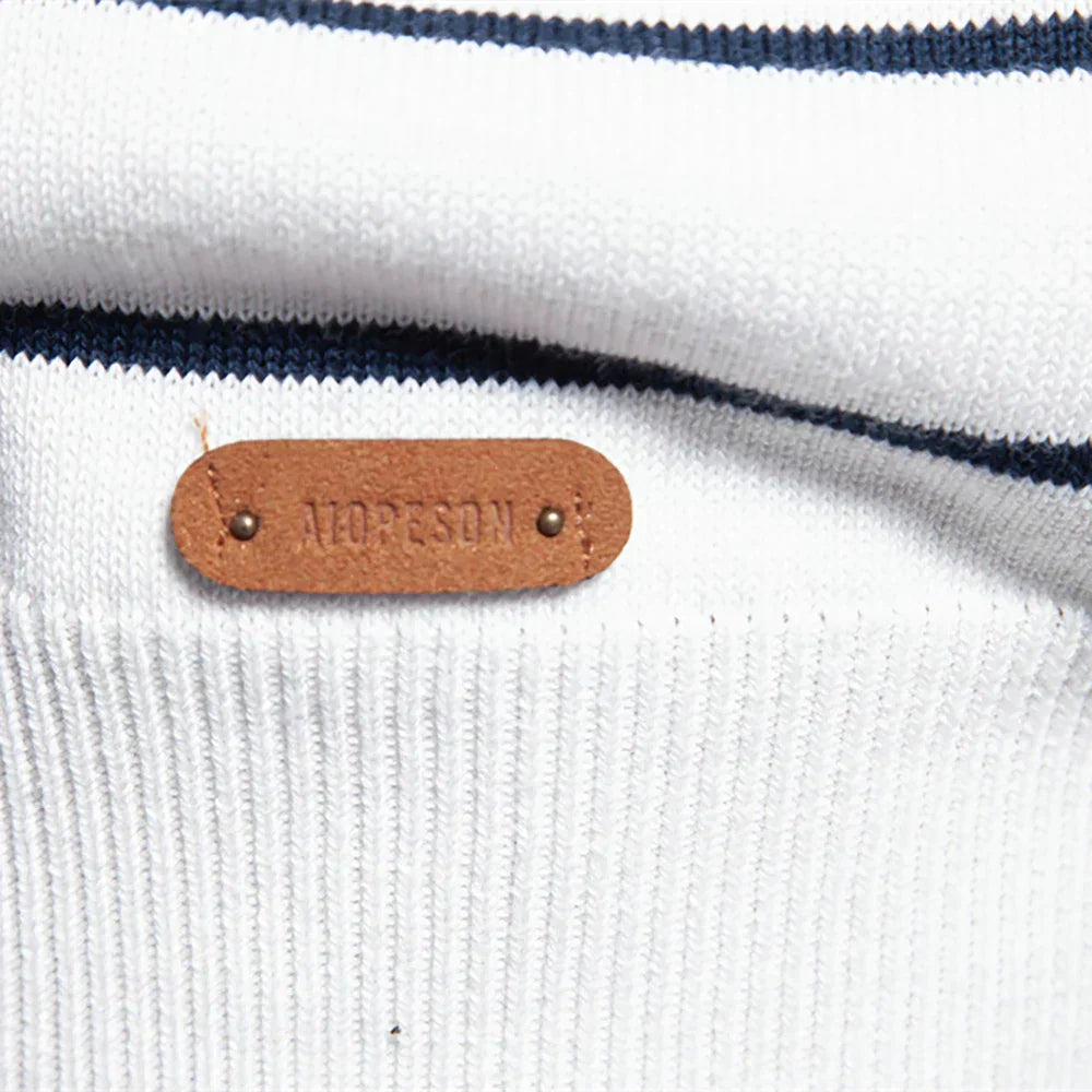Adrien™ | Stribet Marine Pullover