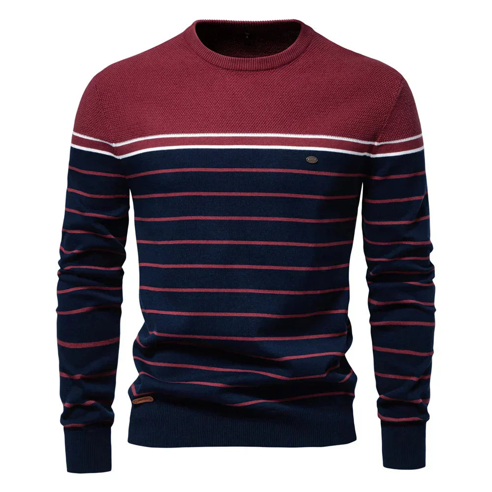 Adrien™ | Stribet Marine Pullover