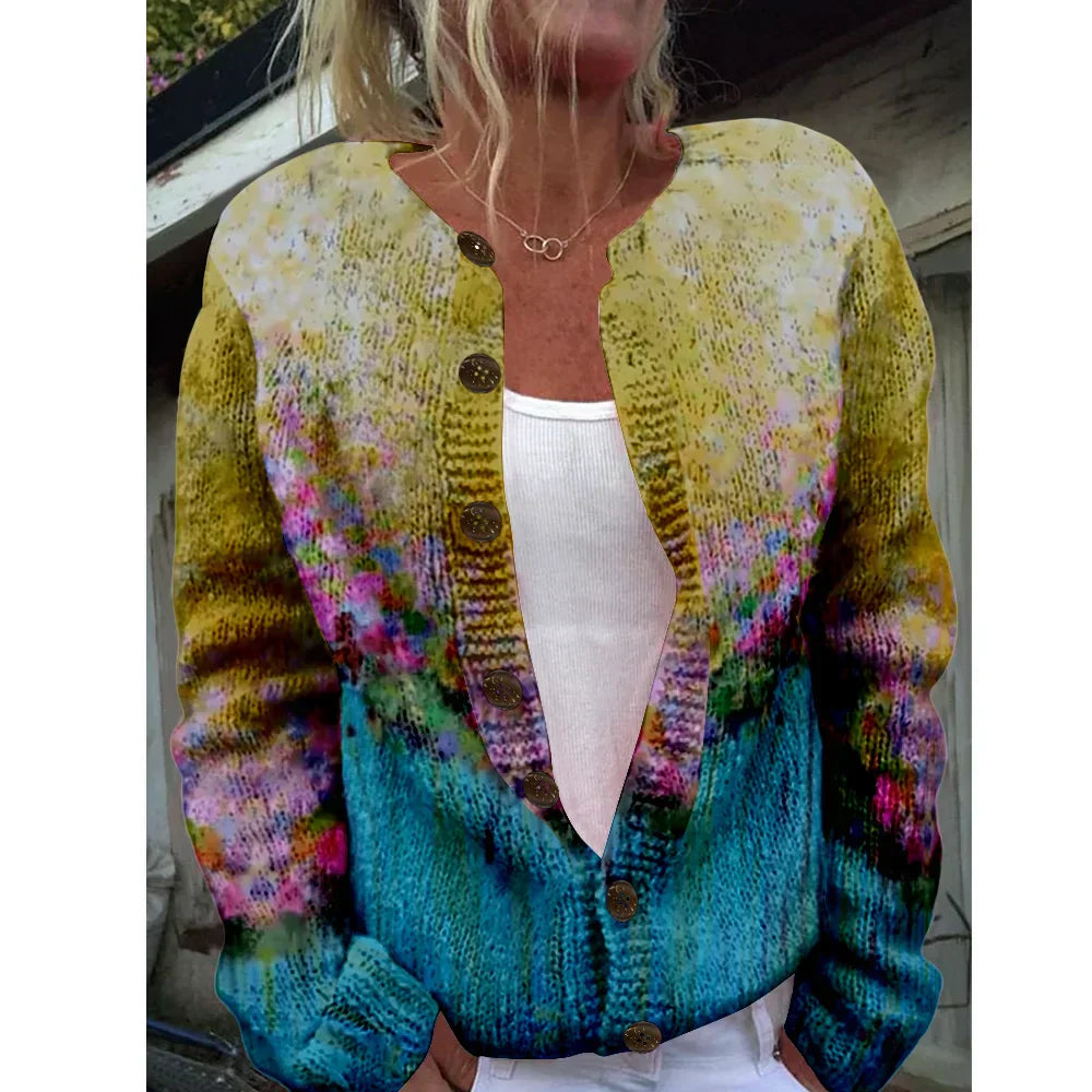 Amrei | Elegant cardigan med print