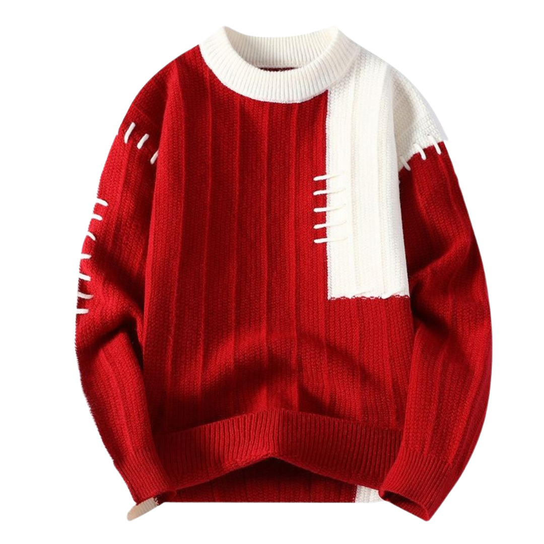 Sweater med Sy Akcenter i To Farver