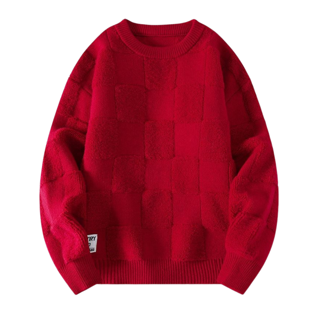 Unik Sweater med Skakmønster