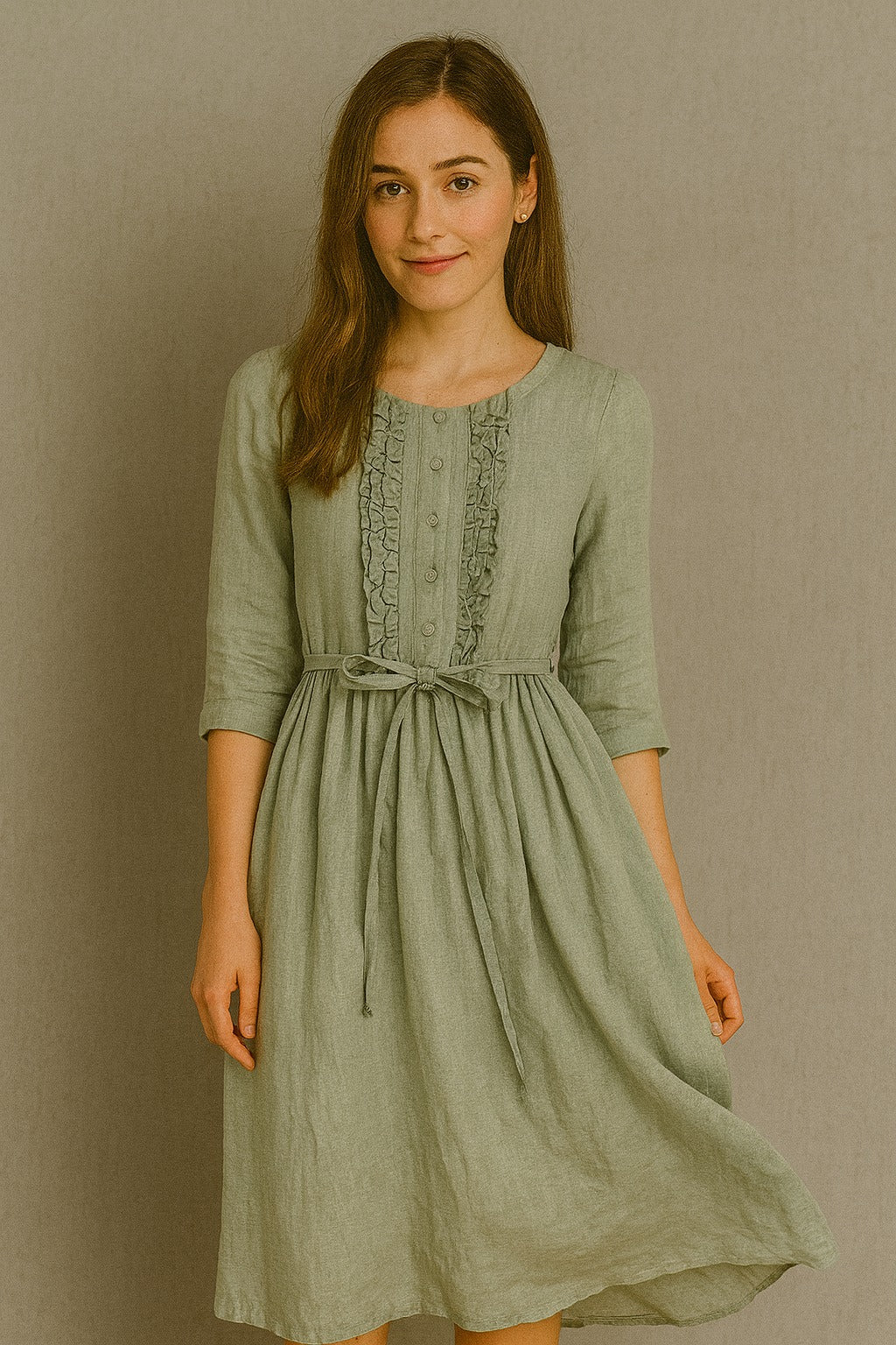 Arya - Kvindekjole i retro boho-stil med rund hals og snøret talje