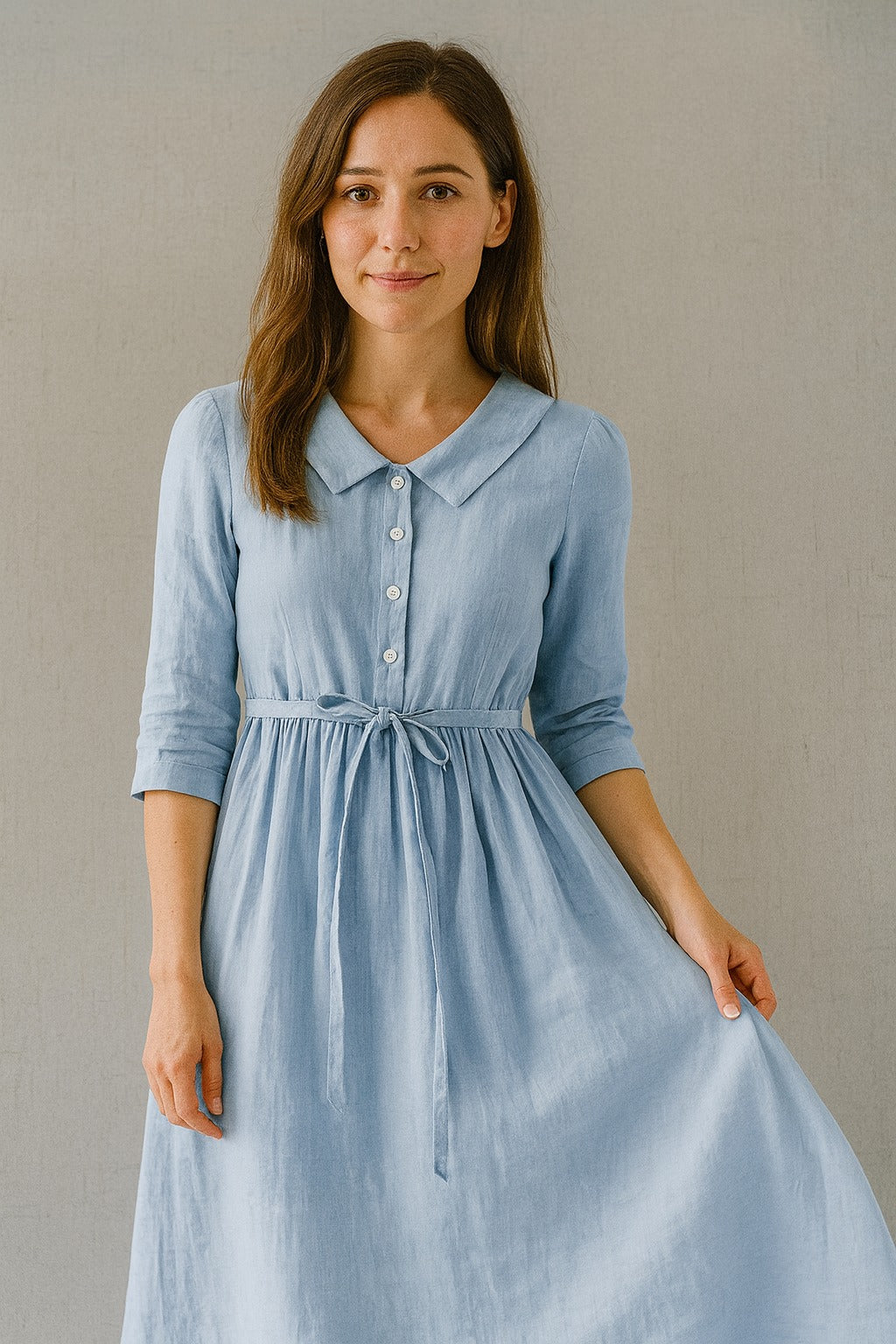 Lux - Elegant kjole med blondebælte og halvlange ærmer