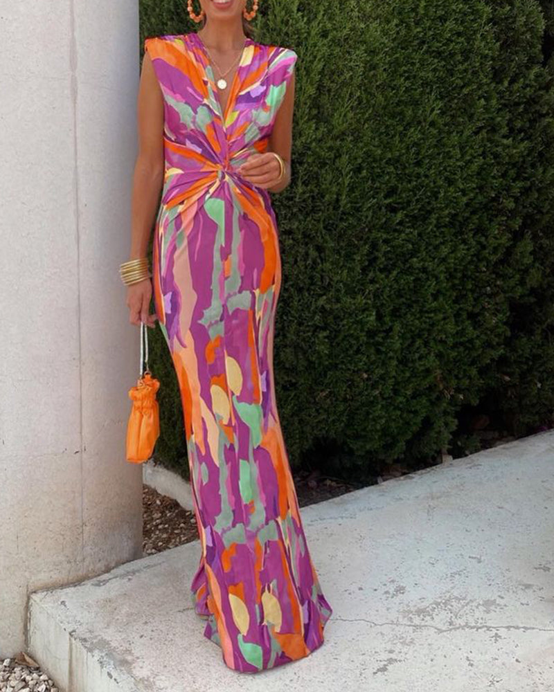 Élodie™ | Lang ærmeløs kjole med bånd