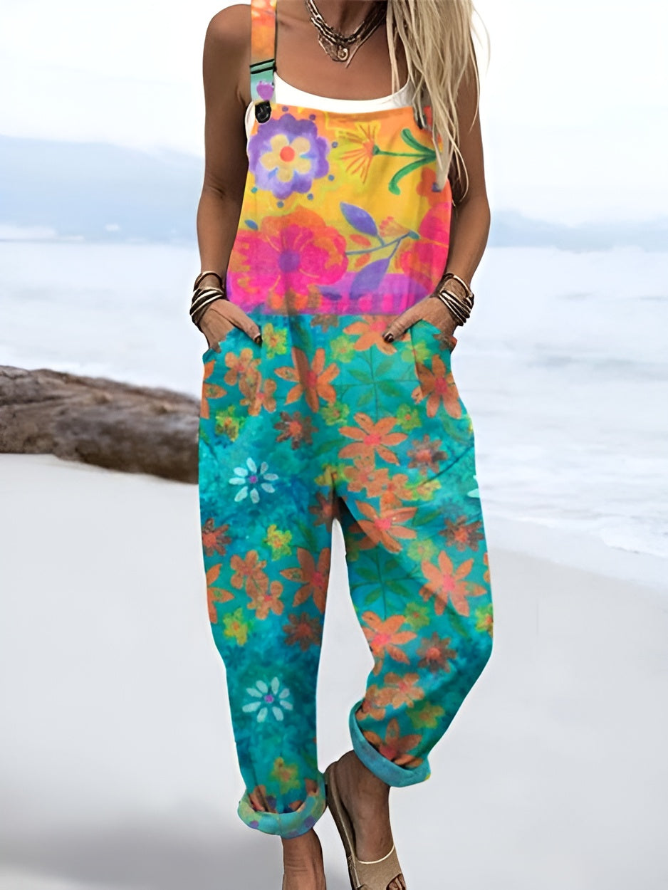 Liv™ | Bukser med Blomster Akvarel Mønster