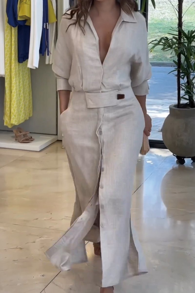 Jeanette | Maxi Kjole med V-hals