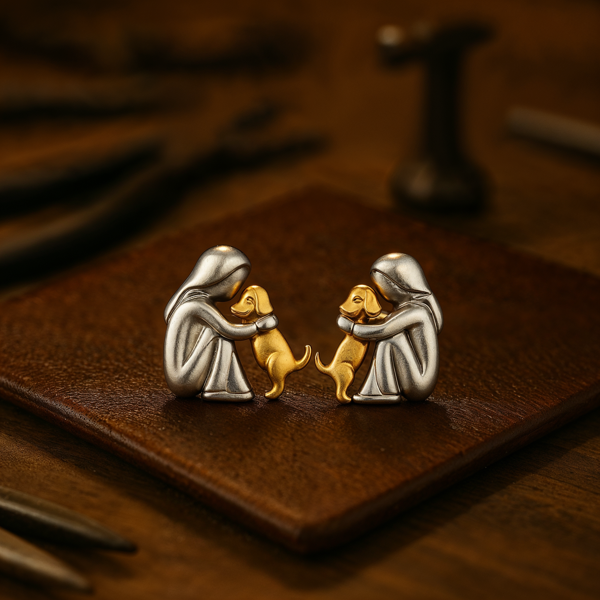 Øreringe Hug i tofarvet sølv og guld