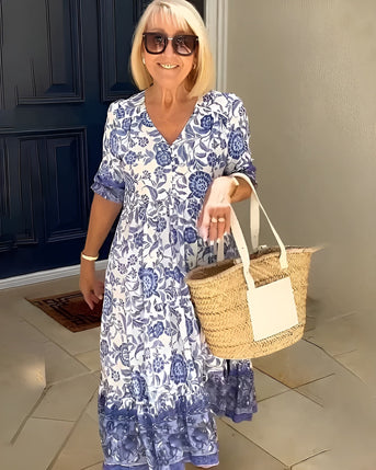 Evelyne | Elegant Blomstret Kjole