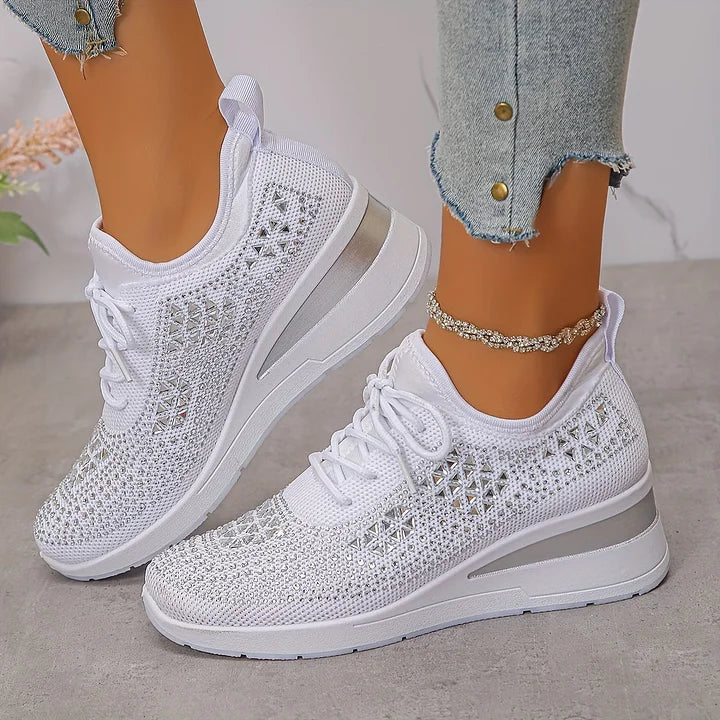 Giselle – Ortopædiske Sneakers med Glitrende Krystaller