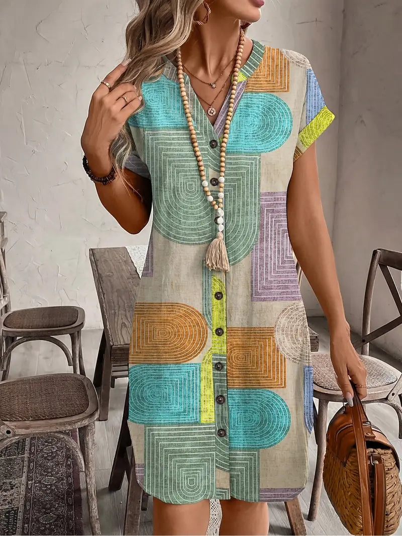 Lucille™ | Elegant Geometrisk Kjole