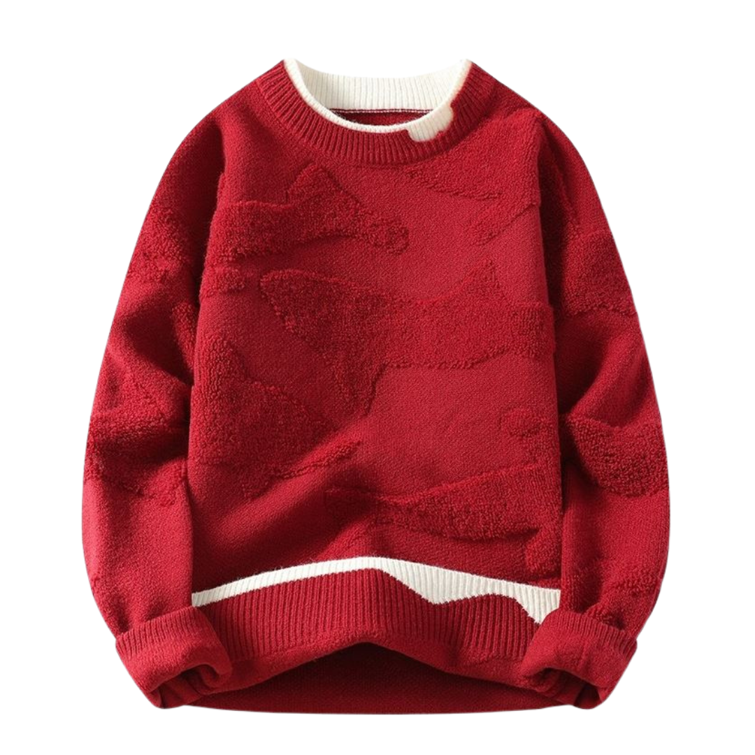 Sweater med tekstureret abstrakt mønster