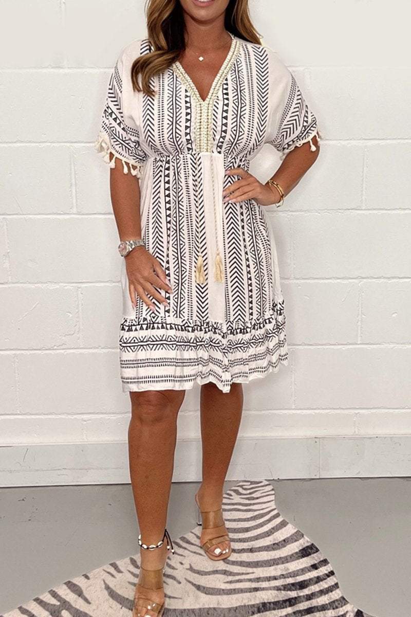 Gail | Vintage Bohemisk Kjole med Etisk Mønster