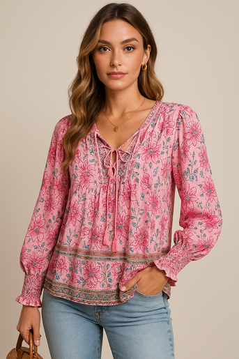 Arya | Boho Blossom Dreng Bluse