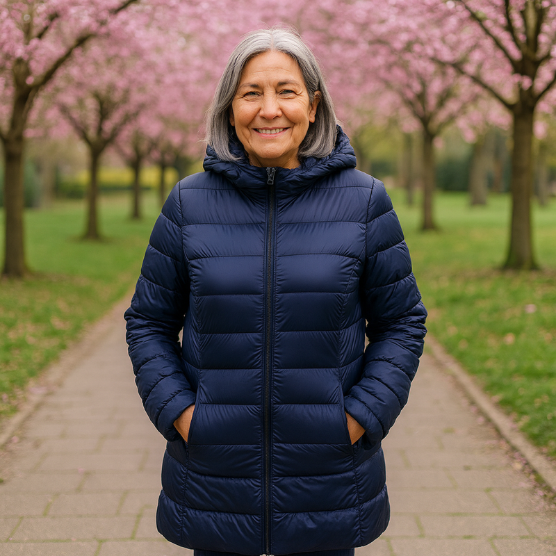 Helsa Lang Pufferfrakke Mellemsæson | Mørkeblå