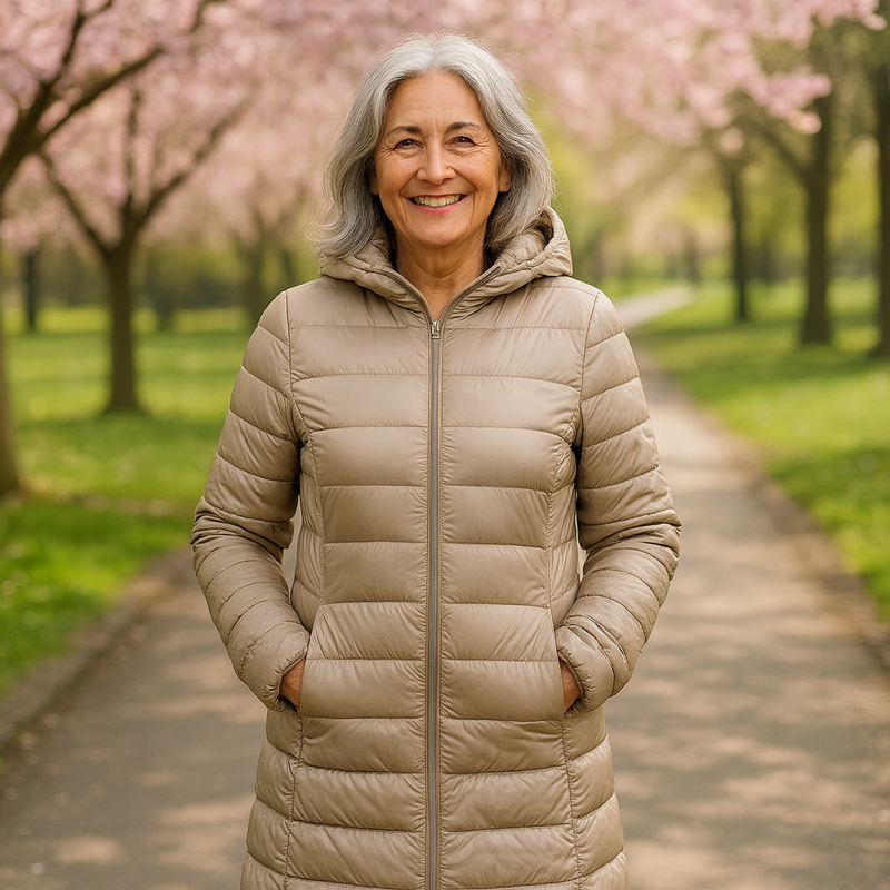 Helsa Lang Pufferjakke Mellemsæson | Champagne