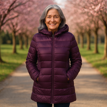 Helsa Lang Quiltet Mellemsæson Jakke | Lilla