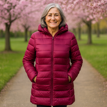 Helsa Jakke Lang Puffer Mellem | Mørkerød