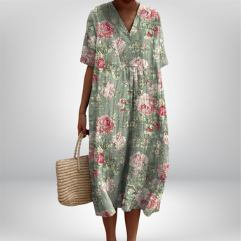 Lina | Vintage Kjole med Blomster