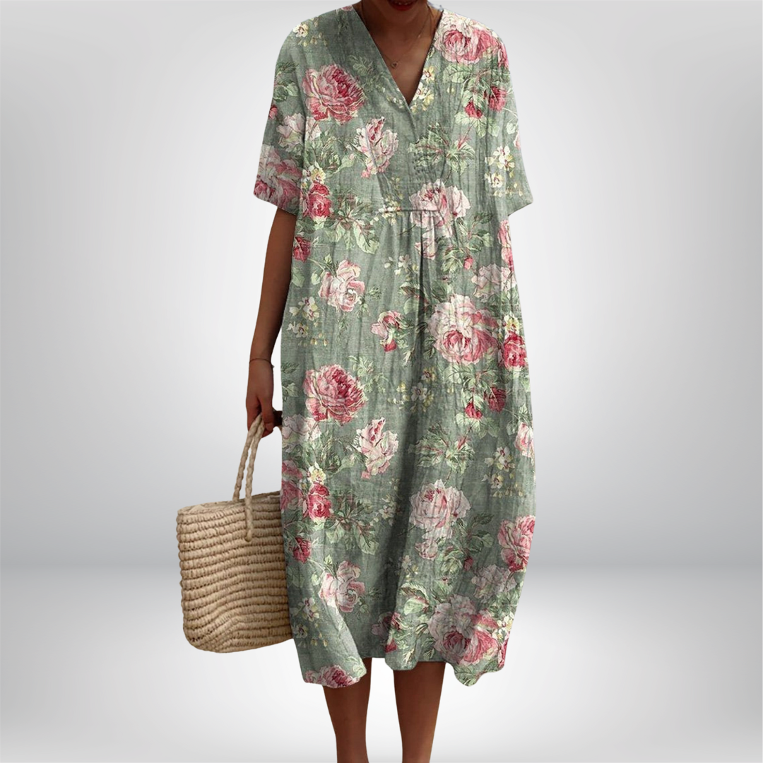 Lina | Vintage Kjole med Blomster