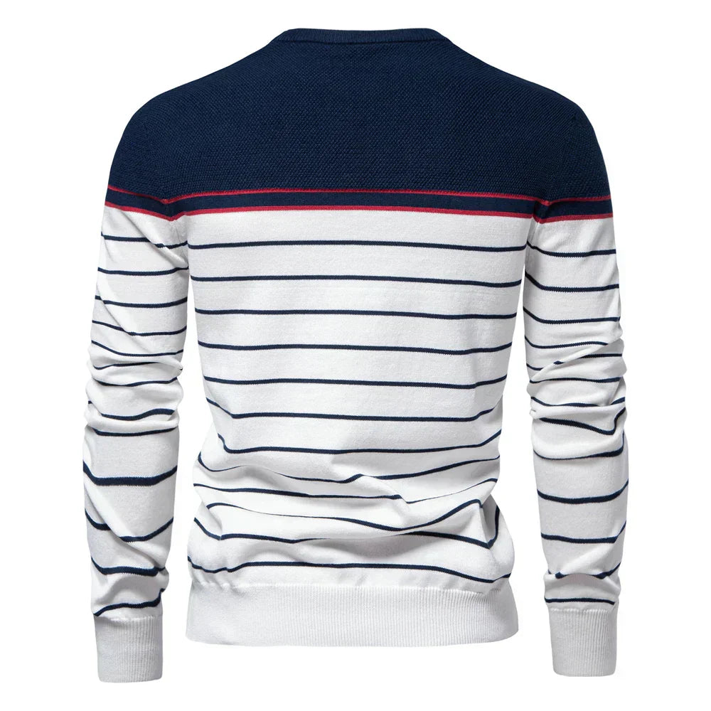 Adrien™ | Stribet Marine Pullover