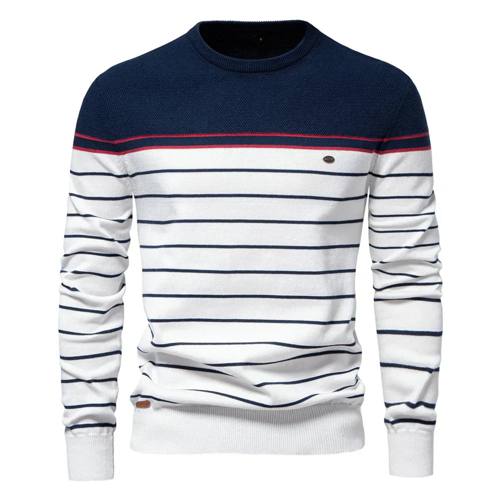 Adrien™ | Stribet Marine Pullover