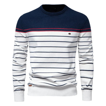 Adrien™ | Stribet Marine Pullover