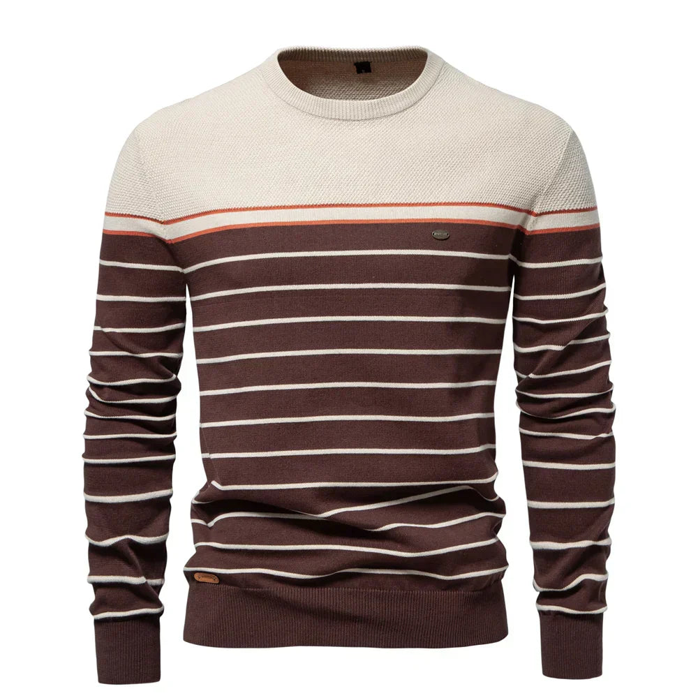 Adrien™ | Stribet Marine Pullover