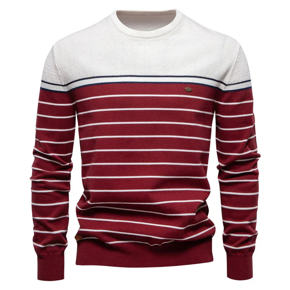 Adrien™ | Stribet Marine Pullover