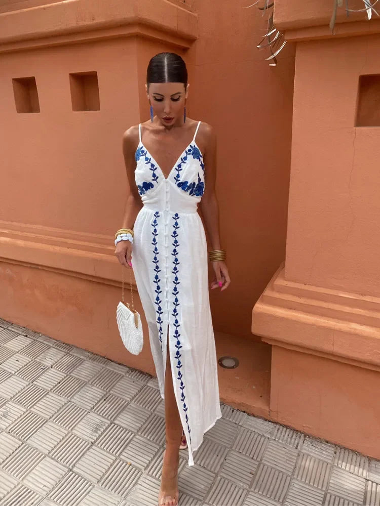 Alessandra™ | Haftowana Kjole med Spaghettistropper