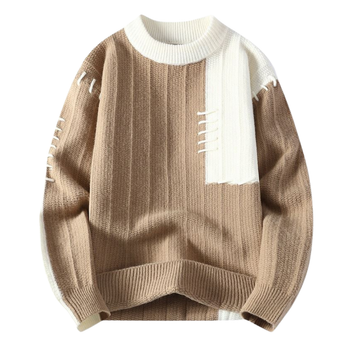 Sweater med Sy Akcenter i To Farver