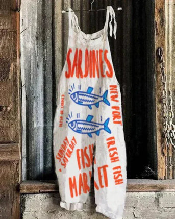 Marini™ | Jumpsuit med Sardinmotiv – Japansk Kunst og Elegance