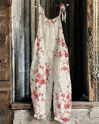 Marini™ | Japansk Retro Jumpsuit med Blomstermotiv