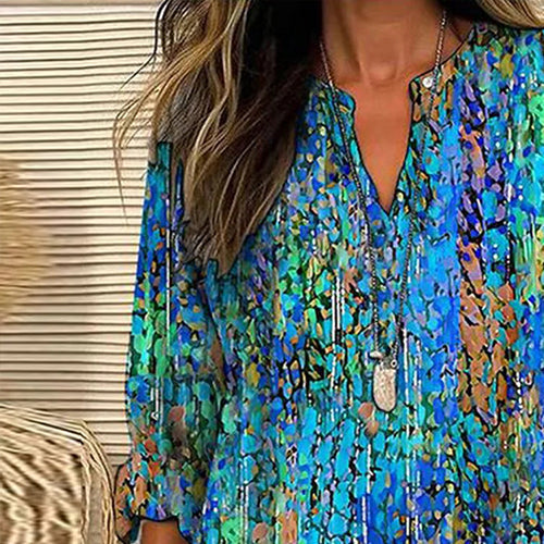 Elise | Super moderne grøn bluse med lange ærmer og V-hals