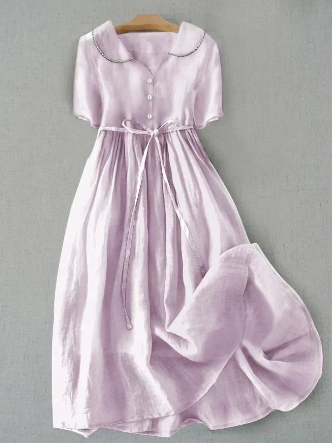 Isla - Elegant midikjole i bomuld og hør