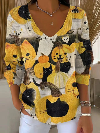 Lunessa – Premium blød striksweater med V-udskæring