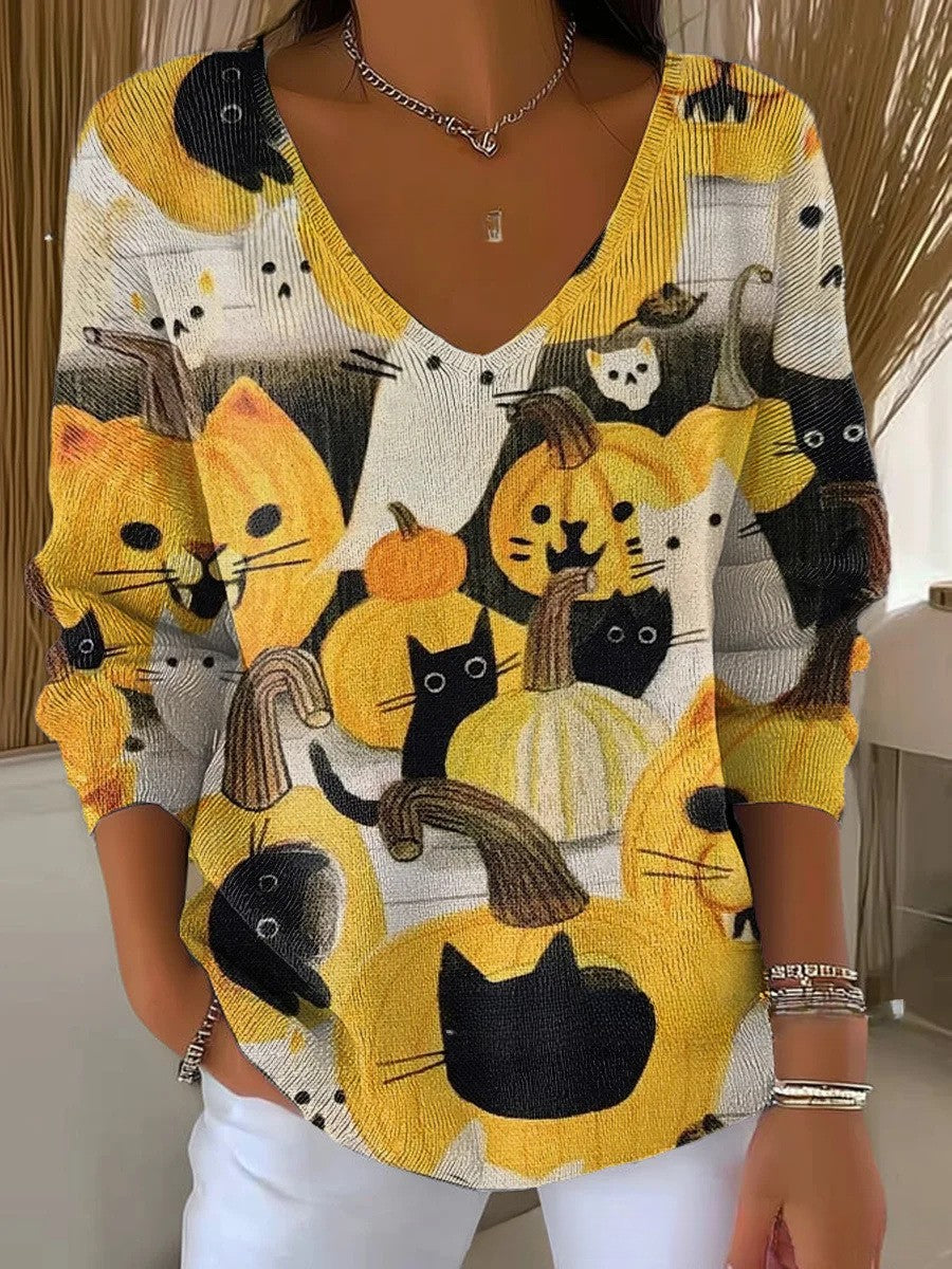 Lunessa – Premium blød striksweater med V-udskæring