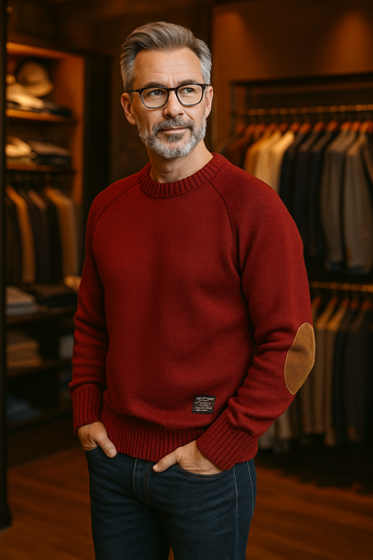 Henry - Uldtrøje med albueforstærkninger