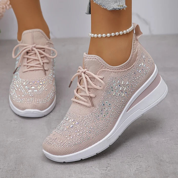 Giselle – Ortopædiske Sneakers med Glitrende Krystaller